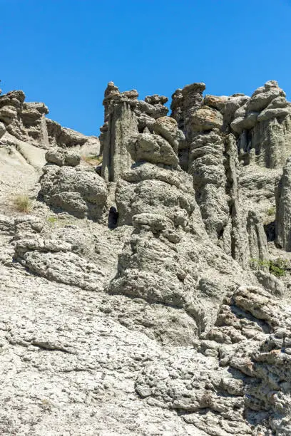 Amazing summer landscape of Rock formation The Stone Dolls of Kuklica near town of Kratovo, Republic of North Macedonia