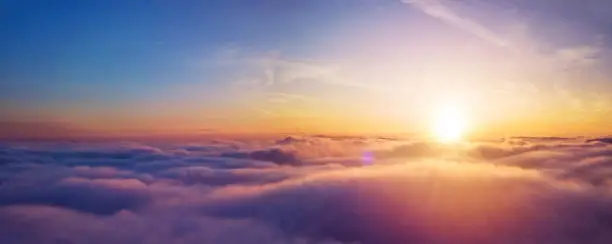 Photo of Beautiful sunrise cloudy sky from aerial view