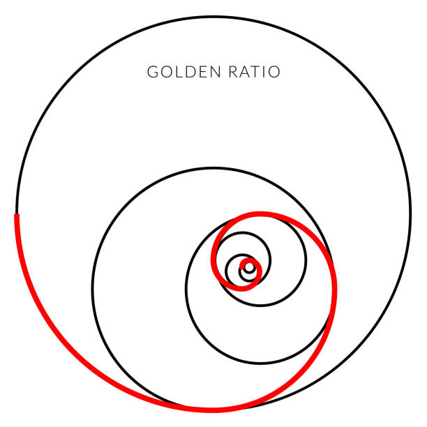 minimalistyczny design. złoty stosunek. kształty geometryczne. koła w złotej proporcji. futurystyczny design. logo. ikona wektora. abstrakcyjne tło wektorowe - correlation stock illustrations