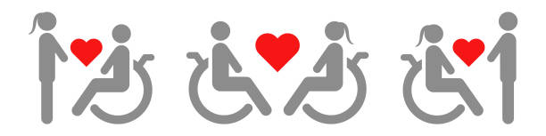 ilustraciones, imágenes clip art, dibujos animados e iconos de stock de amor entre personas discapacitadas. ilustración vectorial - consoling human hand human heart care