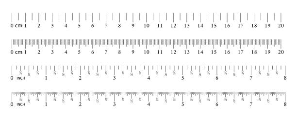 Inch and metric rulers. Measuring tool. Ruler Graduation grid. Size indicator units. Centimeters and inches measuring scale. Vector illustration Inch and metric rulers. Measuring tool. Ruler Graduation grid. Size indicator units. Centimeters and inches measuring scale. Vector illustration. inch stock illustrations
