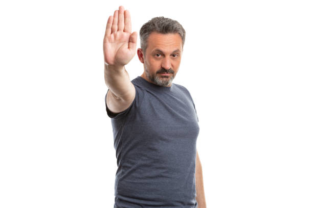 istock Adult making stop sign with palm 1149744880