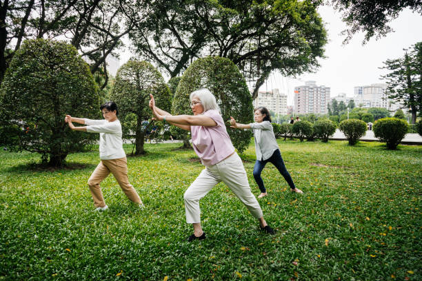 istock Senior Ladies Doing Tai Chi In Park Together 1149747809