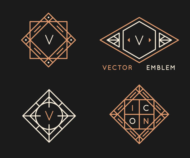 Vector logo design templates and monogram design elements in simple minimal style vector art illustration