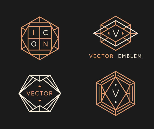 ilustrações, clipart, desenhos animados e ícones de moldes do projeto do logotipo do vetor e elementos do projeto do monograma no estilo mínimo simples com espaço da cópia para o texto - geometric shape diamond shaped pattern abstract