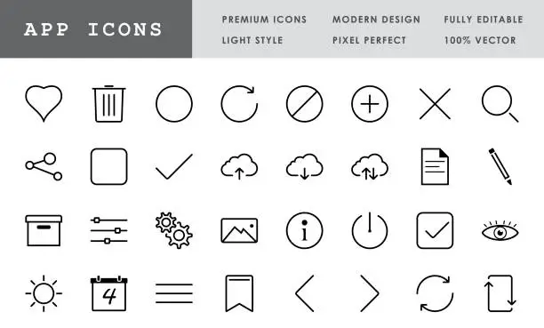 Vector illustration of App Icon Collection - 32 Pixel Perfect Vector Icons