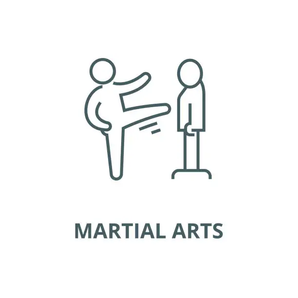 Vector illustration of Karate, martial arts, kung fu, tae kwon do vector line icon, linear concept, outline sign, symbol