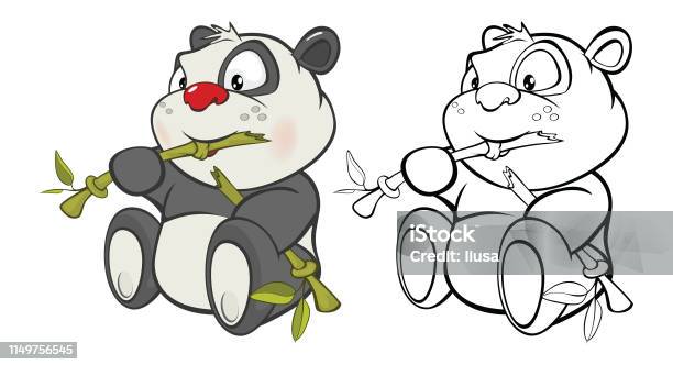 Vector Illustration Of A Cute Cartoon Character Panda For You Design And Computer Game Coloring Book Outline Set Stock Illustration - Download Image Now