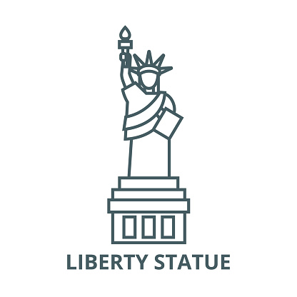 Liberty statue  vector line icon, outline concept, linear sign