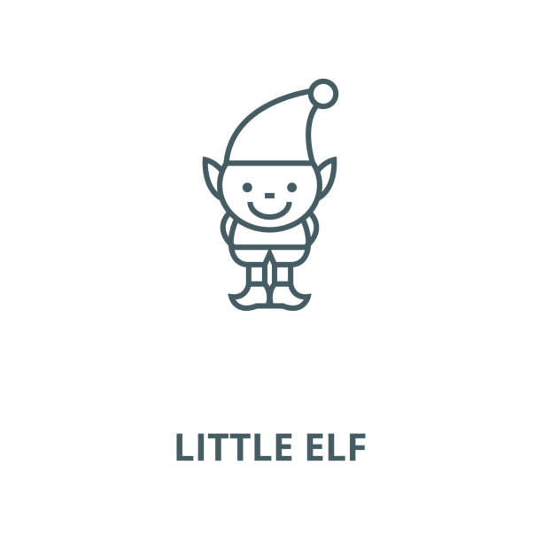 Little elf vector line icon, linear concept, outline sign, symbol Little elf vector line icon, outline concept, linear sign santas helpers stock illustrations