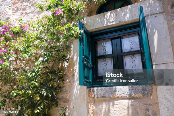 A Window In Narrow Streets Of Medieval Town Of Olimpi Chios Island Greece Stock Photo - Download Image Now