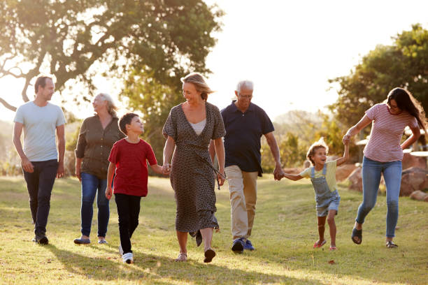 istock Multi-Generation Family Walking In Countryside Against Flaring Sun 1149761248
