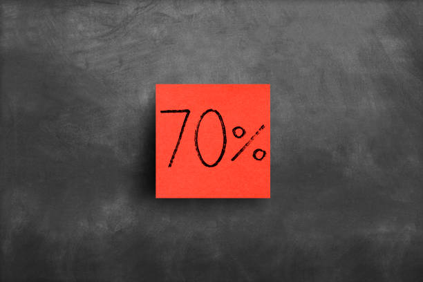 istock Sticky note on blackboard, 70 percent 1149763104