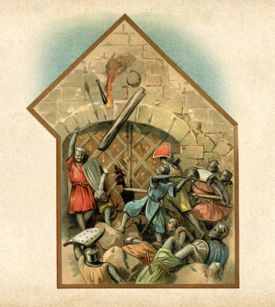 십자군 파괴의 도시는 콘스탄티노플 1204 - the crusades stock illustrations