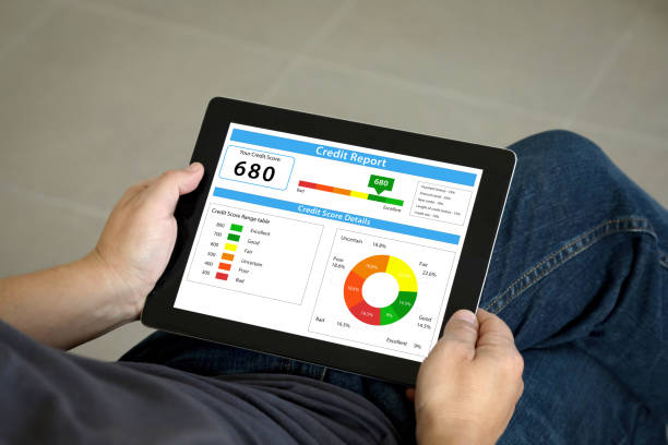 A tablet showing credit report 