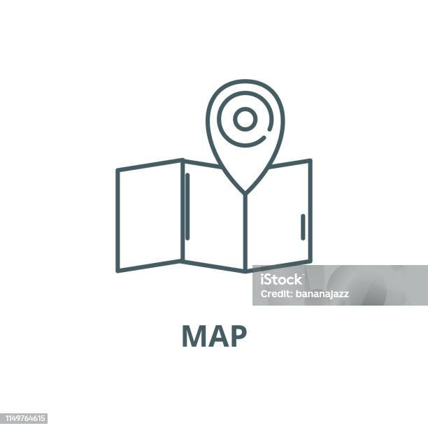 Map Vector Line Icon Linear Concept Outline Sign Symbol Stock Illustration - Download Image Now