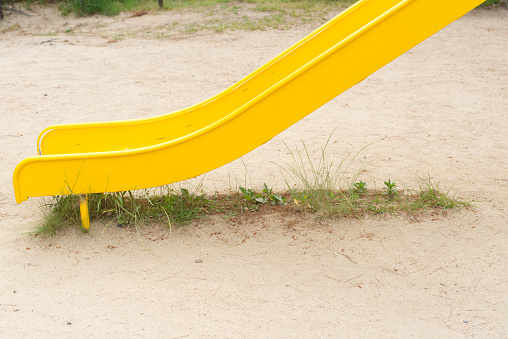 The part of the yellow slide.
