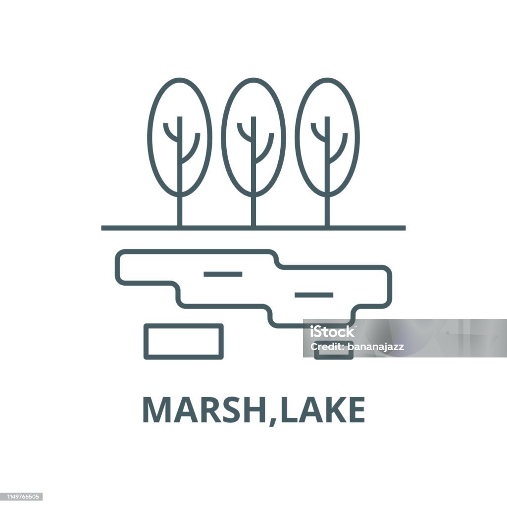 Marsh,lake vector line icon, linear concept, outline sign, symbol Marsh,lake vector line icon, outline concept, linear sign Animal Wildlife stock vector