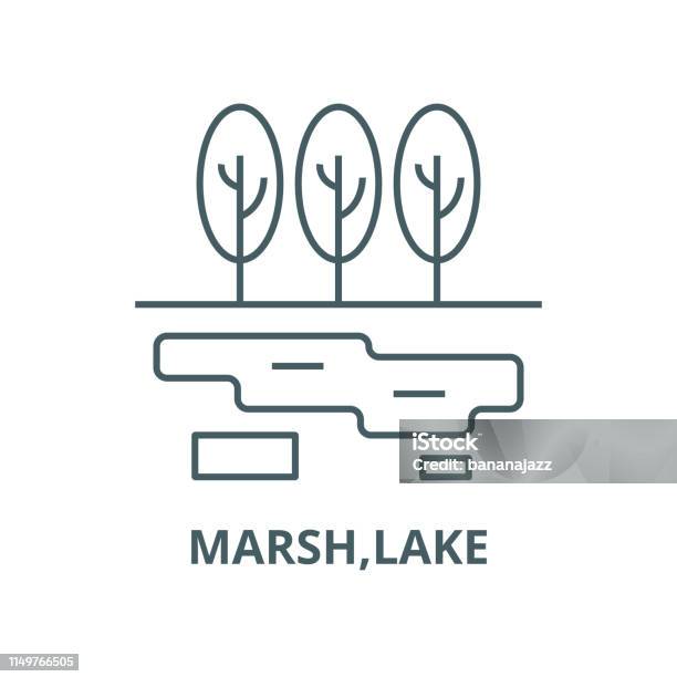 Marshlake Vector Line Icon Linear Concept Outline Sign Symbol Stock Illustration - Download Image Now