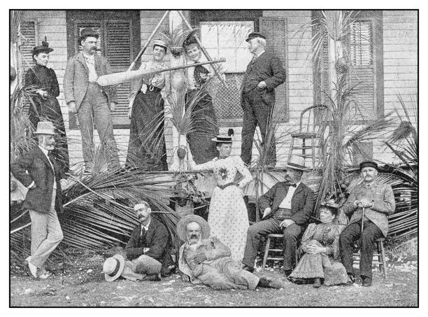 starožitná fotografie: dovolená v biscayne bay, florida: coconut grove - miami fotky stock ilustrace