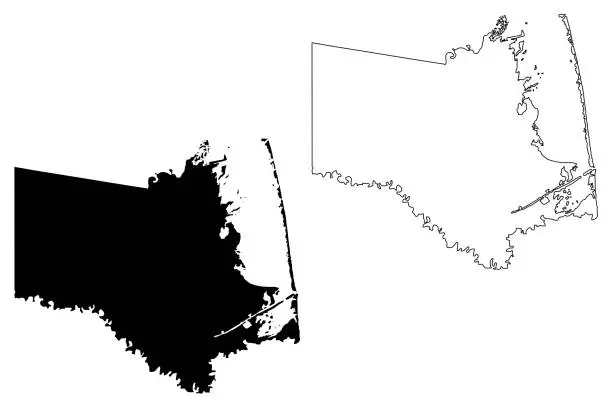 Vector illustration of Cameron County, Texas (Counties in Texas, United States of America,USA, U.S., US) map vector illustration, scribble sketch Cameron map