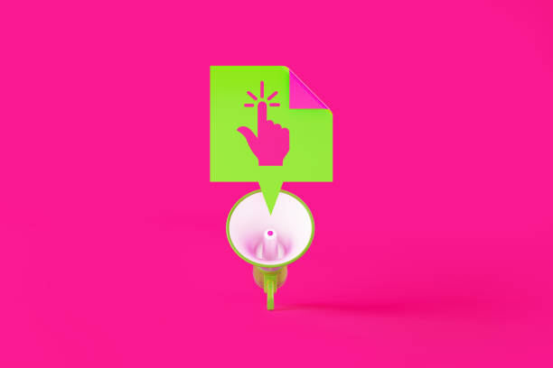 istock Green Megaphone And Submit Symbol On Pink Background 1149768834
