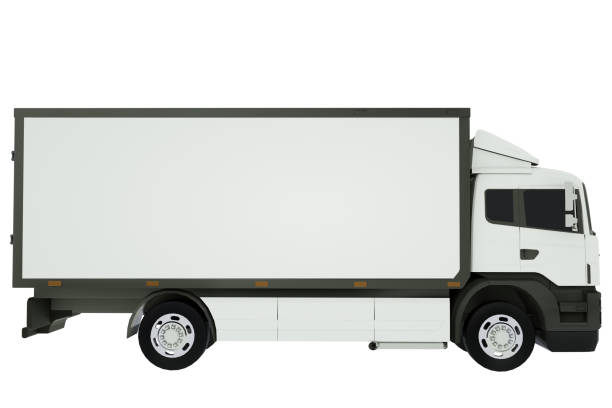 istock White delivery truck or transportation van isolated on white background. 3D rendering 1149770569