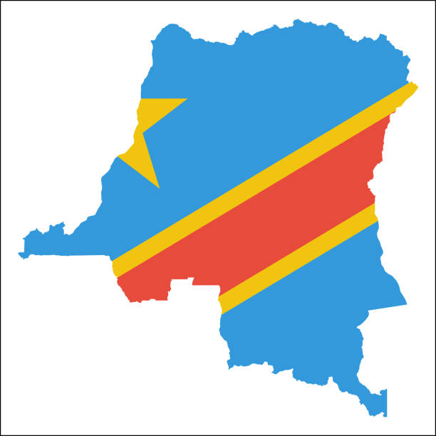 kongo, demokratyczna republika wysokiej rozdzielczości mapa z flagą narodową. - zaire emery stock illustrations