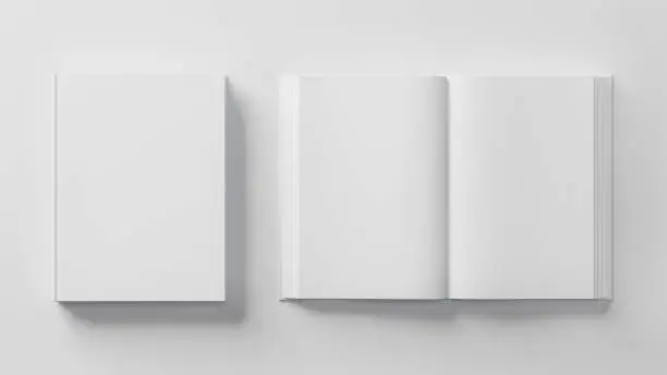 Photo of Blank book template for presentation. Two books. 3D rendering.