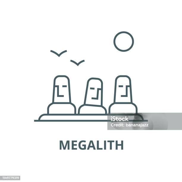 Ilustración de Monolito Megalith Icono De Línea Vectorial De Tierra De Pascua Concepto Lineal Signo De Contorno Símbolo y más Vectores Libres de Derechos de Estatuas Moai - Rapa Nui