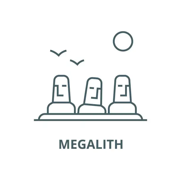 Vector illustration of Monolith,megalith,easter land vector line icon, linear concept, outline sign, symbol