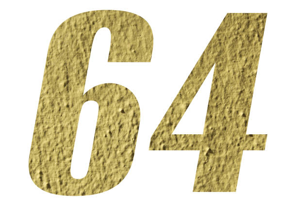 istock Number 64 with yellow wall textured on white background 1149780645