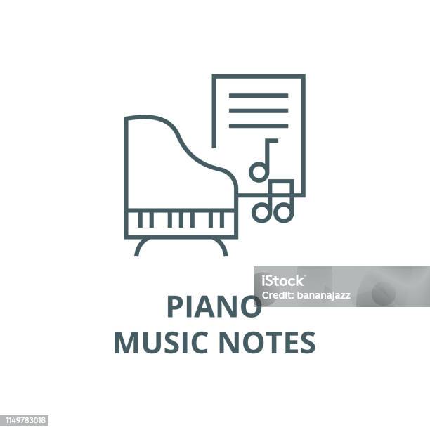 Musicpianomusic Notes Vector Line Icon Linear Concept Outline Sign Symbol Stock Illustration - Download Image Now