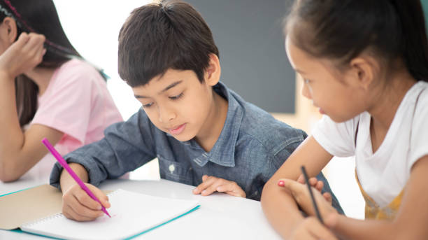 istock Asian primary student and teacher in the classroom 1149783643