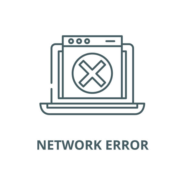 Network error vector line icon, linear concept, outline sign, symbol Network error vector line icon, outline concept, linear sign lost icon stock illustrations