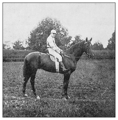 Antique photo: Jockey and horse