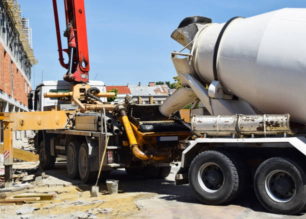 istock Cement mixer truck at the construction site 1149786350