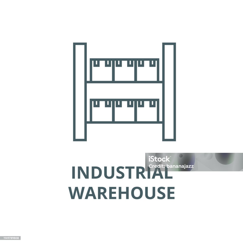 Stock, industrial warehouse  vector line icon, linear concept, outline sign, symbol Stock, industrial warehouse  vector line icon, outline concept, linear sign Icon Symbol stock vector