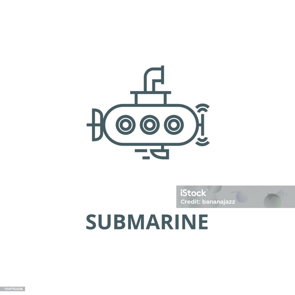 Submarine vector line icon, linear concept, outline sign, symbol Submarine vector line icon, outline concept, linear sign Periscope stock vector