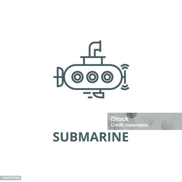 Submarine Vector Line Icon Linear Concept Outline Sign Symbol Stock Illustration - Download Image Now