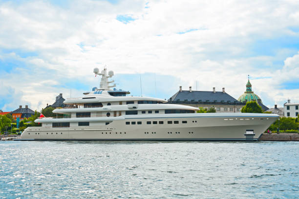 COPENHAGEN, DENMARK - JULY 2, 2014: Kibo Luxury Motor Yacht in Copenhagen. Built in 2014 by Abeking & Rasmussen in Lemwerder ( Germany ).