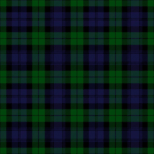 black watch tartan plaid. royal regiment of scotland textile muster. - schottenkaro stock-grafiken, -clipart, -cartoons und -symbole