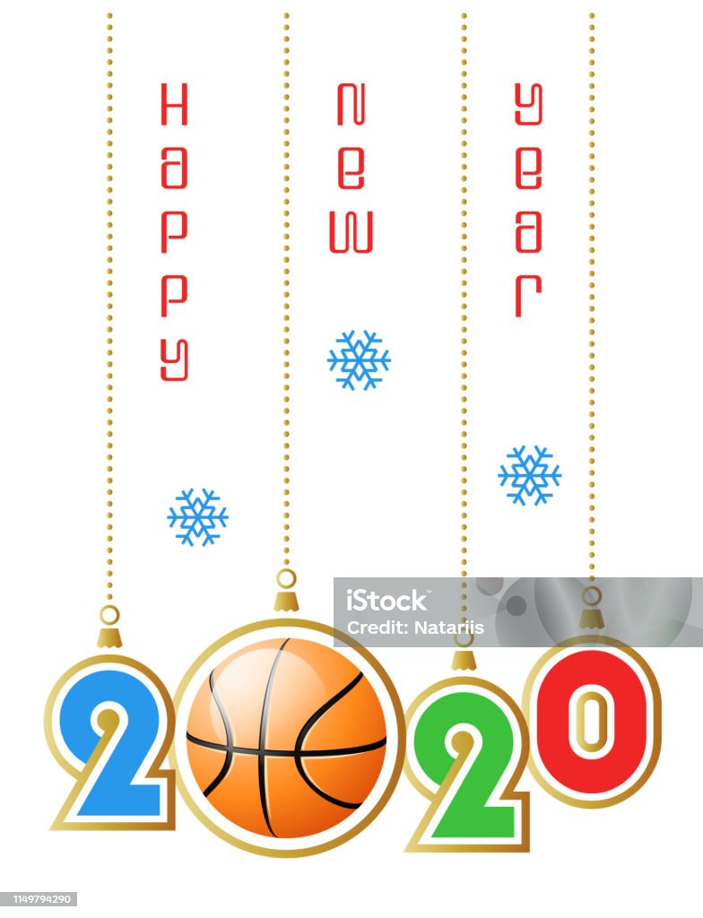 Happy New Year 2020 Sports Greeting Card Basketball Stock ...