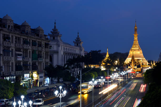 Yangon Streets Yangon, Myanmar 2018 yangon photos stock pictures, royalty-free photos & images