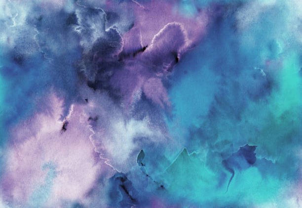 Watercolor seamless background with abstract sky, galaxy stock photo