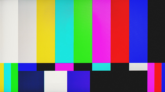 Television test pattern displayed on a CRT television.