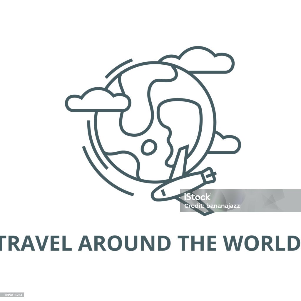 Travel around the world,  vector line icon, linear concept, outline sign, symbol Travel around the world,  vector line icon, outline concept, linear sign Africa stock vector