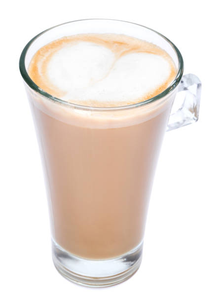 istock glass of fresh atte coffee isolated on white background with clipping path 1149817663