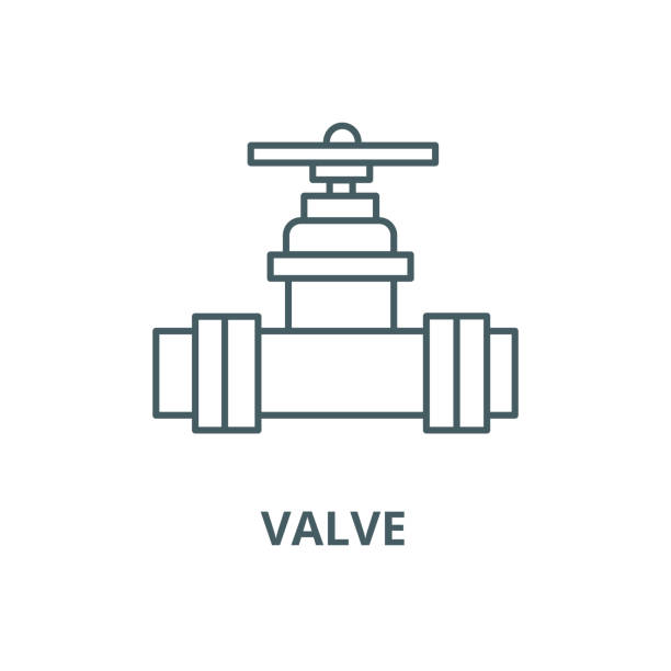 illustrations, cliparts, dessins animés et icônes de valve, icône de ligne de vecteur de service de plomberie, concept linéaire, signe de contour, symbole - valvule humaine