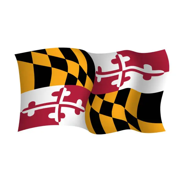 Vector illustration of Maryland vector waving flag. USA state symbol. Vector illustration